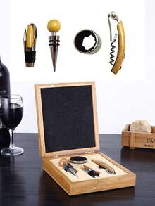 1 Set Personalized Wine Opener Set, Multi-Function Wine Opener Gift Box, Wine Opener Set, Customizable LOGO Wine Tool Box, Wine Opener, High-Quality Rosewood Gift Box Tool Set, Household Kitchen, Outdoor Party Supplies, Personal Custom Exclusive Wine Gift, Stylish, Fashion, Hipster, Casual, Minimal Chic - Multicolor - View 5