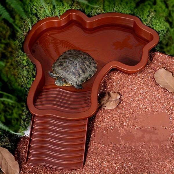 2 Packs, Disassembled Large Dual-Purpose Turtle Sunbathing And Bathing Basin Set, 1 Basin And 1 Ladder With Water And Land Ramp, Turtle Sunbathing And Cooling Dock, Durable And Easy To Clean, For Bathing, Reptile Habitat For Geckos, Snakes, Turtles, Lizards, Etc.
