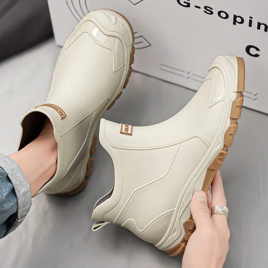 男士雨靴、厨房鞋、沙滩鞋、工作靴、防滑、防水、耐磨 - 米色 - 查看 1