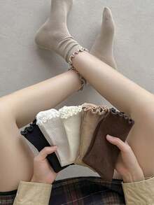 Kit 2 4 Pairs Women's Thick Flexible Thermal Winter Socks 35-42 - Nhiều màu - Xem 3