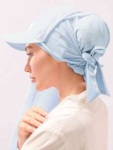 1 件女士即时头巾，优质针织头巾，纯色经典百搭阿拉伯时尚休闲棒球帽/头巾，适合日常防紫外线 - 淺藍色 - 查看 3