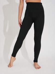 女士休闲纯色高腰弹力紧身裤，柔软舒适，优雅简约，适合健身、瑜伽、日常穿着、户外活动、通勤、派对 - 彩色 - 查看 5