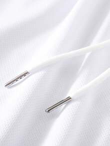 夏季男友风男士纯色速干休闲运动短裤，配有抽绳腰带，非常适合健身、跑步和沙滩装 - 白色 - 查看 5