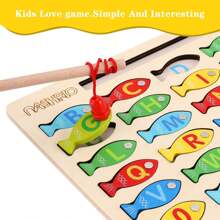 Magnetic Wooden Fishing Game For Toddlers,  Fish Catching Counting Games Puzzle With Numbers And Letters, Preschool Learning ABC Math Educational Toys 3 4 5 Years Old Girl Boy Kids