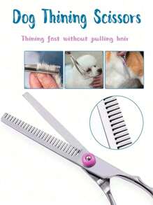 Professional Pet Grooming Scissors Set With Safety Round Tips, Stainless Steel Dog/Cat Shears, Thinning Scissors, Curved Scissors And Comb