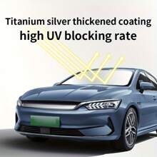 1 pezzo Parasole anteriore per parabrezza auto in colore titanio, 2 opzioni di dimensione, in materiale argento titanio con protezione UV, parasole auto pieghevole, blocca i raggi UV e mantiene fresco l'interno dell'auto, adatto alla maggior parte dei veicoli, versione pieghevole con borsa per il trasporto, dimensioni circa 57*31,5 pollici, parasole, vela parasole, blocca sole, accessori auto