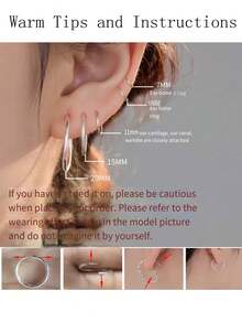 1 Pair Pure Silver Simple Hoop Earrings, Smooth Round Earline Rings, Minimalist Daily Wear Jewelry - Round - View 10