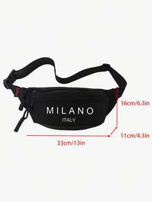 男士时尚胸包，网红同款腰包，大容量优质尼龙单肩包 - 黑色 - 查看 9