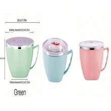 1 pieza Tazón de acero inoxidable con asa, a prueba de óxido con tapa, apto para fideos instantáneos, arroz, sopa, recipiente de almacenamiento de alimentos, bento de cocina doméstica y comedor - Multicolor - Ver 18