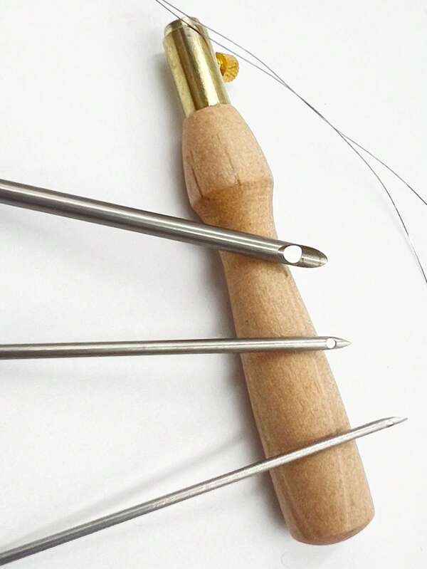 Set de 3 agujas intercambiables para punto de cruz, agujas de bordado de perforación, punzones de bordado, agujas gruesas de perforación DIY para hilos, herramientas de ganchillo, kit de bordado hecho a mano, 3 tamaños de puntas de aguja de perforación (grande, mediano, pequeño)