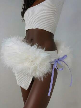 New Pure White Fluffy Waist Belt, Faux Fur GOA Fur Waist Belt, Wooly Fur Belt, Sexy Hot Seller In Europe And America, Fluff Waist Belt For Lady Summer, School Fall, Autumn, Halloween