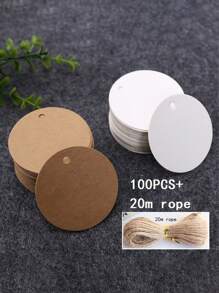 100PCS White Round Gift Tags, Kraft Paper Gift Tags With String Blank Hang Tags For Gifts Wrapping Craft Project Wedding Favors