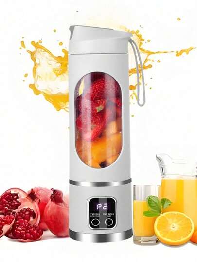 RAF 1 Pc 450ml Wireless Portable Electric Juicer Blender, USB Rechargeable Mini Fruit Juice Mixer, With 10 Blades And Dual Cups, Multi-Function Juicer Blender, Suitable For Home Or Outdoor Kitchen Food Processing, Great For Extracting Vegetables, Fruits And Making Smoothies.