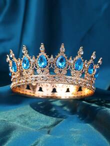 1pc Elegant Women Rhinestone Decor Crown Design Luxury Headband, For Decoration Royal Tiaras