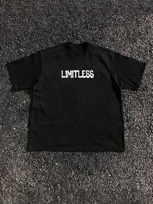 1pc Oversized Men's Drop Shoulder Short Sleeve T-Shirt, Streetwear Casual Style, Exaggerated Loose Fit, Dark Graphic Print, Sketch Line Art Pattern, Y2K, Holiday Gift, Unisex Couple Matching - 黑色 - 查看 3