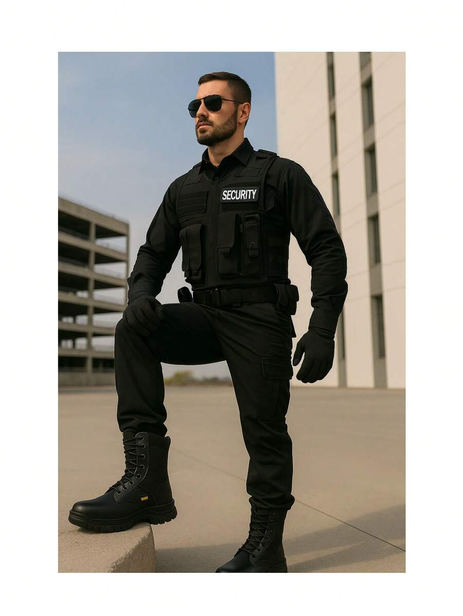 Bota Táctica New TRS 600 Hombre de Piel Negra Estilo Militar con Suela Antiderrapante y Diseño Robusto