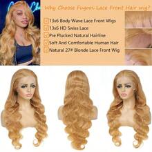Honey Blonde Wig Human Hair 13x6 Body Wave Hd Lace Front Wigs Human Hair Pre Plucked 27# Colored Blonde Lace Frontal Wig 180% Density Real Hair Wavy Human Lace Front Wigs For Black Women 30Inch01 - HoneyBlonde-27# - View 2