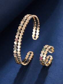 1 set di bracciale e anello regolabili a nido d'ape