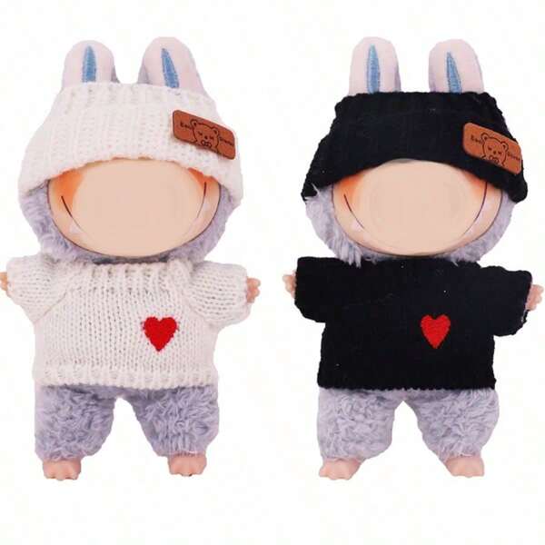 [Vêtements uniquement] Vêtements de figurine de la série 1ère/2ème de la boîte surprise LaBu Squatting Party, Chapeau avec logo ours en tricot LaBu Love (Poupée exclue)