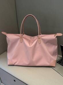 FRIFUL Minimalist Large Capacity Tote Bag, Nylon Solid Color Satchel, Women's Simple Shoulder Bag & HandbagSuitable For Shopping, Wallet, Shopping, Young Women, College Students, Newcomers, White-Collar Workers. Very Suitable For Office, College, Work, Business, Commuting, Outdoor Activities, Travel And Outings - Pink - View 8