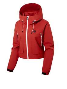 女士短款外套，春季轻便连帽多口袋拉链休闲户外外套