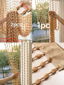 1pc Hanging Yarn Pom Pom Ball Curtain, White, Champagne, Yellow Decorative Door Curtain