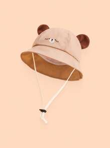 1 Peça Chapéu de Balde Adorável com Orelhas de Urso, Chapéu de Balde Fashion Respirável, Cordão Ajustável Adequado para Homens/Mulheres/Bebês, Proteção Solar de Primavera/Verão para Uso Externo