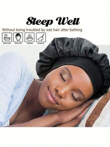 1/2 Pieces Women's Wide Brim Hats With Elastic Band - Silky Satin Sleep Caps For Daily Hair Care, Soft & Breathable Fashionable Nightwear Accessories