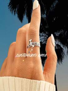 1PC Elegant Customized Name Ring - Stainless Steel, Adjustable Opening Design Suitable For Daily Parties, Important Occasions, Giving To Relatives, Lovers, Friends, And Best Friends