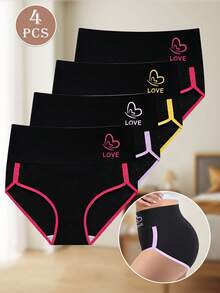 MIOTAN 4条装女士高腰透气内裤，撞色