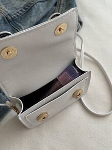 FRIFUL Mini Fashionable Solid Color Minimalist Flap Shoulder Bag, Suitable For Shopping, Wallet Storage, Young Women, College Students, Newlyweds, Office Ladies, Etc. Very Suitable For Office, University, Work, Business, Commuting, Outdoor Activities, Travel And Picnics. - White - View 4