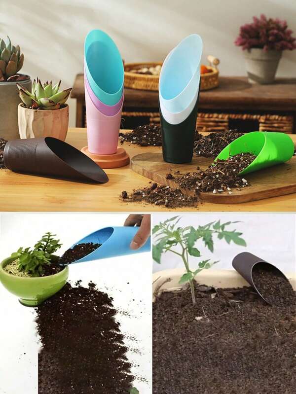 1pc Multi-Functional Durable Garden Potted Bucket Trowel, Pot Round Handle Soil Scoop, Succulent Plant Soil Shovel Garden Tool, Practical Garden Tool, Decorate Garden Tool, Can Be Used As Tool Storage Container
