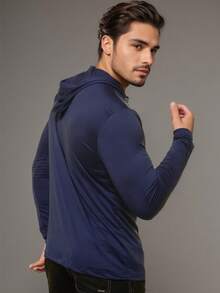 Kit 3 UV Protection Thermal Second Skin T-Shirt With Hood - Navy Blue - View 6