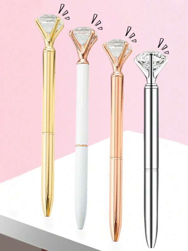 1pc/4pcs/8pcs/12pcs Ballpoint Pen Crystal Metal Neutral Pen Practical Souvenir Birthday Gift For Girlfriend, Festival Gift, Surprise