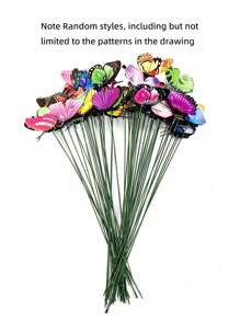 20pcs-Vibrant Glowing 3D Butterfly Garden Stakes - Butterfly Ground Stake For Outdoor Patio Planters, Patio, Flower Pots And Bonsai Glowing Colourful Decorations, Gardening Dress Up - Made Of Durable Polyvinyl Chloride, Valentine's Day Modern Home Decorations