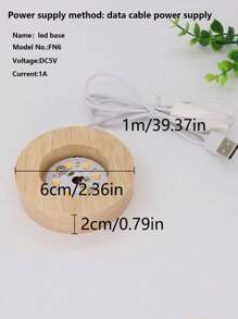 1pc Wooden Usb Powered Led Lighted Base With Switch And 3 Light Options (White/Warm/Cycle Color) For 3d Crystal Glass Resin Art Or Light Display Stand