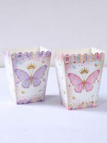 20pcs Purple Butterfly Popcorn Box Food Box, Kitchen Supplies Disposable Food Tray, French Fries Box, Popcorn Cups, Purple Butterfly Birthday Party Gift Packaging Box Candy Bag Popcorn Buckets Treat Boxes Containers, Gift Packaging Decoration Bakery Bread Boxes, Party Favor, Birthday Gift, Gift Box, Wedding Box