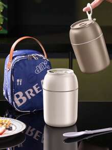 3pcs Oatmeal Container Set With Bowl And Reusable Plastic Spoon, 15.4oz (450ml) Portable Stainless Steel Yogurt Breakfast Travel Mug, Cereal, Milk And Fruit Salad Storage Containers With Insulation Bag