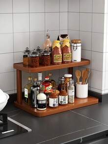 2 Ripiani in Bambù - Organizer Multifunzionale da Scrivania, Portaspezie da Cucina, Supporto per Dolci, Decorazione per la Casa, Portaoggetti per Gioielli, Organizer per Cosmetici - marrone - Visualizzare 2