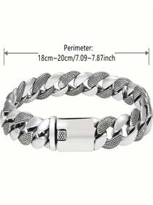 1 pièce Bracelet large chaîne cubaine plaqué argent sterling S925, style minimaliste polyvalent unisexe, pour la décoration quotidienne, cadeau pour la famille, les amis, le petit ami/la petite amie, la Saint-Valentin, Noël