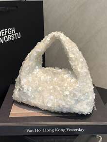 Women's Clutch Bag Shiny Sequins Handbag, Elegant Party Wedding Sophisticated Charming White Purse - White - View 3