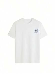 Women's New Casual Round Neck Short Sleeve-Shirt, Simple Versatile Tree Slogan Print, Suitable Daily Wear. Women's Vacation Style Printed-ShirtSports Short Sleeves - trắng - Xem 4