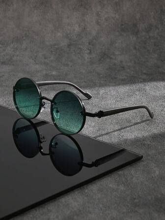 1 par de gafas de metal negro redondas de moda unisex, gafas de estilo vintage chic punk para la calle, aptas para fotografía callejera, viajes, fiestas, atuendos, pesca, campamento y un look escolar elegante de regreso a clases