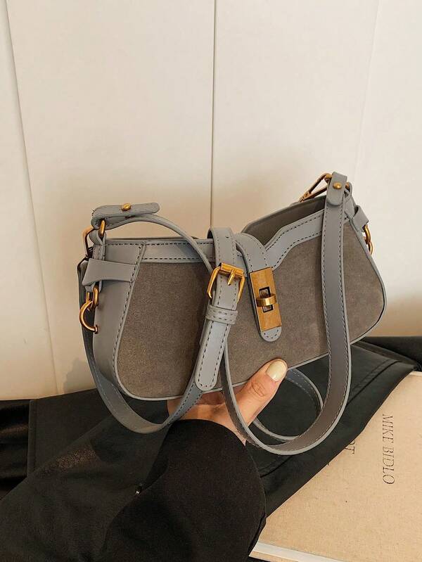 Mini sac à main carré à blocs de couleurs à la mode pour femme, sac à bandoulière élégant et polyvalent pour les déplacements