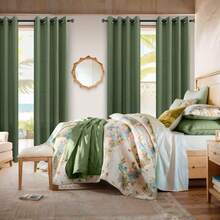 Olive Green Curtains 96 Inches Long For Living Room 2 Panels Grommet Semi Sheer Linen Drapes Boho Home Decor Modern Farmhouse Light Weight Forest Avocado Dark Green Curtains For Bedroom 52x96 - 橄欖綠 - 查看 5
