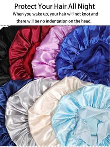 1/2 Pieces Women's Wide Brim Hats With Elastic Band - Silky Satin Sleep Caps For Daily Hair Care, Soft & Breathable Fashionable Nightwear Accessories
