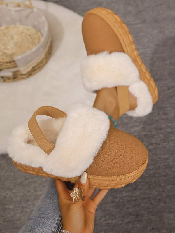 New Autumn/Winter Fashion Tire-Tread Thick Sole Personalized Comfortable Warm Elastic Band Outdoor/Indoor Slip-On Slippers For Women