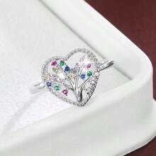 1pc Fashion Christmas Tree Shape Heart Design Cubic Zirconia Women Ring