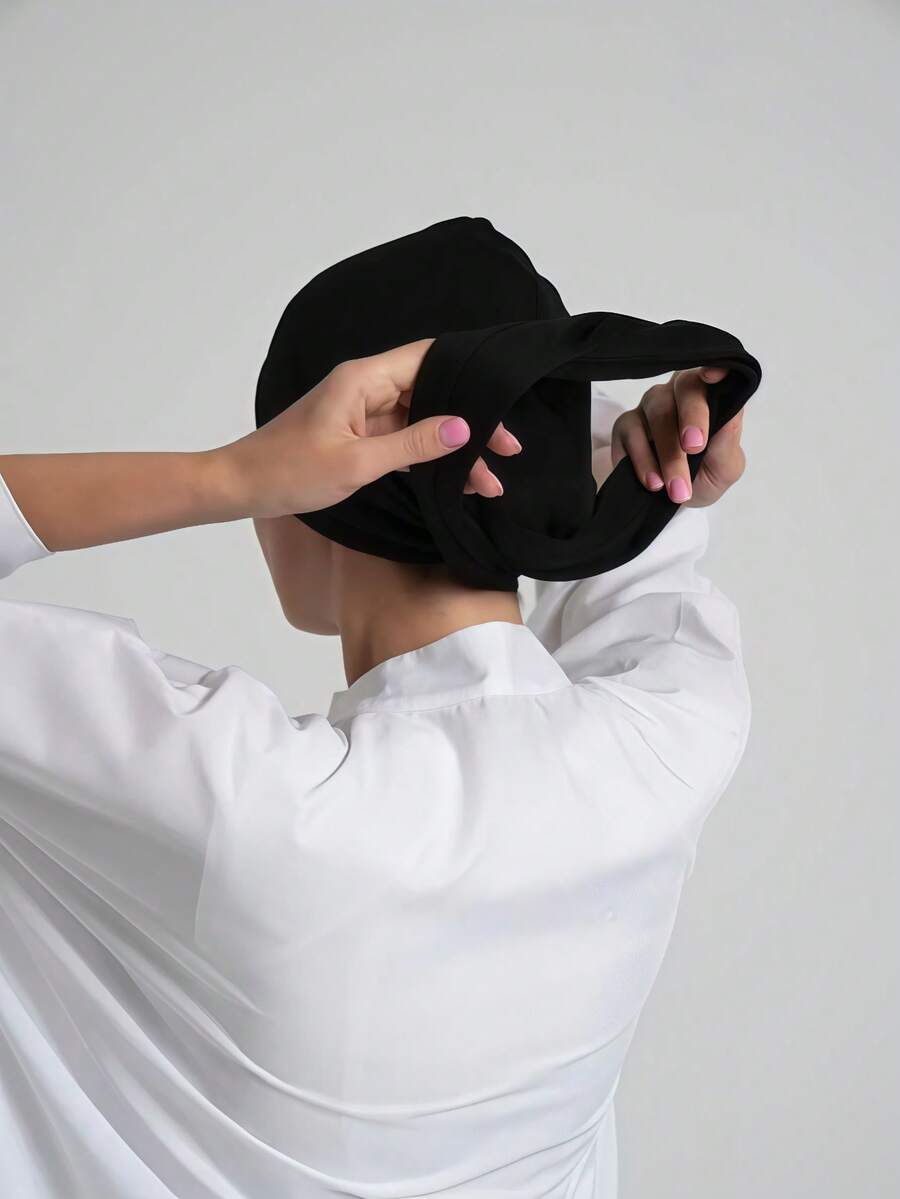 1 Khăn trùm đầu Hijab trơn màu cổ điển dùng ngay cho nữ, Khăn xếp đa năng có thể điều chỉnh kiểu dáng, Vải rayon mềm mại thoải mái Thích hợp mặc hàng ngày, tập luyện, mặc tập yoga cho trang phục dự tiệc