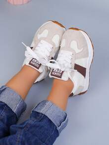 1双儿童休闲透气一脚蹬运动鞋男女通用舒适滑板鞋 - 米色 - 查看 3